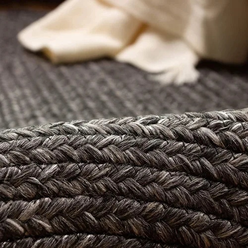 Miniatura 4 de Alfombra trenzada para interiores y exteriores, para cocina/sala de estar, reversible, lavable, color gris y negro, 4 x 6 pies, ovalada
