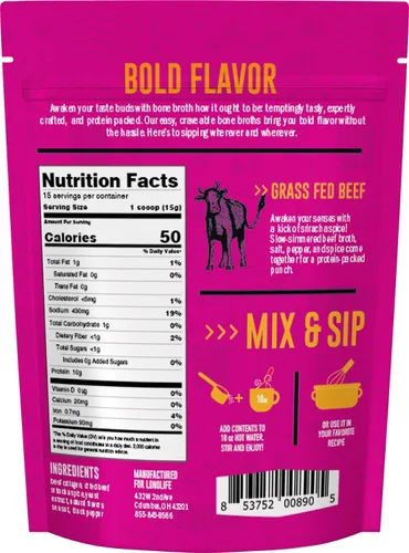 Miniatura 3 de LonoLife - Sobres individuales de caldo de hueso de ternera bajo en sodio: 0.35 onzas de proteína, apto para dieta Keto, 4 porciones individuales