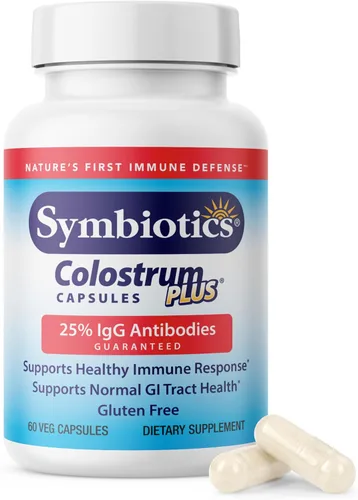 Symbiotics Calostro 60 cápsulas vegetales - Apoyo inmunológico - Suplemento de lactoferrina y proteína de calostro con inmunoglobulina - 25% de