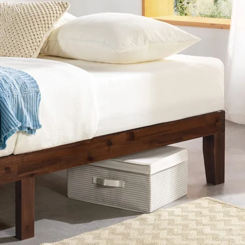 Miniatura 5 de Mellow Naturalista Classic - Cama de plataforma de madera maciza de 12 pulgadas, listones de madera, no necesita somier, fácil montaje