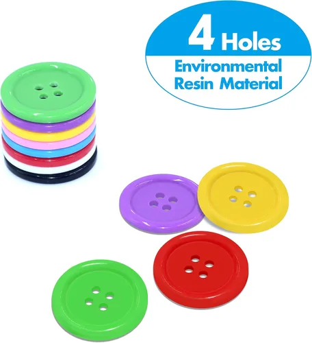 Miniatura 4 de 240 piezas en 8 colores redondos, multicolor, 4 agujeros, botones de resina de 0.984 in para manualidades de costura (1 pulgada)
