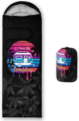 Miniatura 7 de HOSIMA Saco de dormir de mariposa para adultos y niños para campamento, saco de dormir ultraligero gótico negro para clima frío y verano.