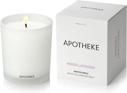 Apotheke Velas perfumadas exclusivas para el hogar, lavanda Hinoki, 10.5 onzas, cera de soja, no tóxica, tarro grande blanco, velas de lujo regalos