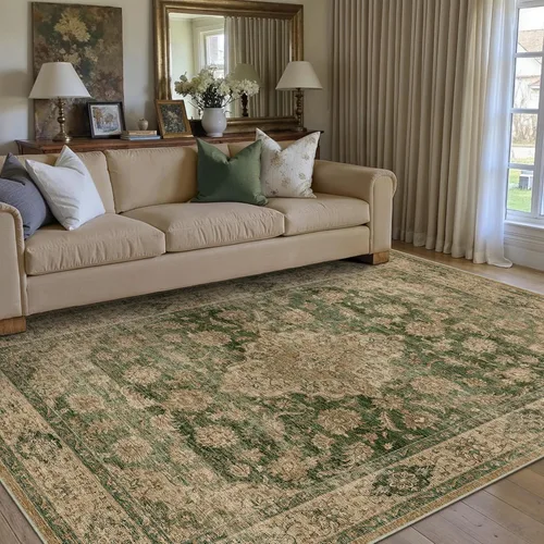 Miniatura 59 de HUGEAR 8x10 Alfombras lavables a máquina color marrón para pasillo, alfombra grande de área interior, alfombra de acento floral, alfombra de pelo