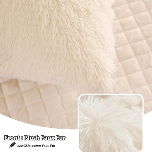 Miniatura 2 de LIFEREVO - Juego de 2 fundas de almohada de pelo sintético esponjoso color crema, 18 x 18 pulgadas, fundas de almohada decorativas de lujo