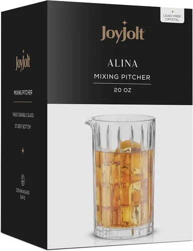 Miniatura 6 de JoyJolt Jarra de vidrio mezclador - Alina cristalería acanalada. Vaso de vidrio para mezclar cóctel de 20 onzas, vidrio de agitación de cóctel Art