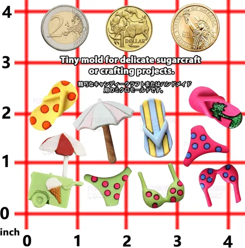 Miniatura 5 de Funshowcase Molde de silicona para decoración de pasteles de vacaciones en la playa, decoración de pasteles de fondant, decoración de cupcakes, 634