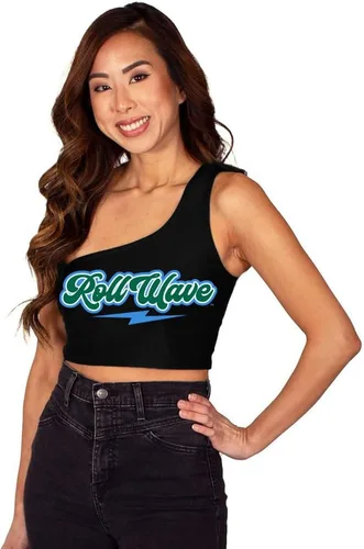 Miniatura 16 de Lojobands Camiseta sin mangas de un hombro para mujer, para portón trasero, talla única Miami University Redhawks - Negro