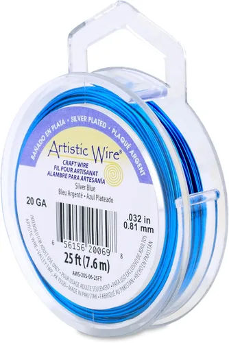 Miniatura 70 de Artistic Wire, alambre para manualidades de calibre 22 bañado en plata, resistente a las manchas, color cobre, blanco, 9,1 m