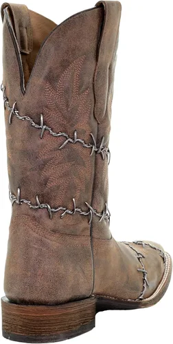 Miniatura 3 de CORRAL Botas de punta cuadrada tejidas con alambre de púas para hombre, Marrón