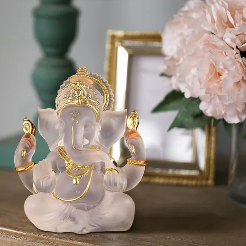 Miniatura 2 de Estatua de Ganesha, estatua de Ganesha, estatua de Buda hindú (blanco)