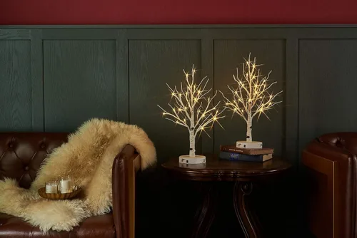 Miniatura 4 de LITBLOOM Árbol de abedul iluminado con temporizador, funciona con pilas o enchufe USB de 18 pulgadas, 24 LED, árboles de Pascua con luces para boda
