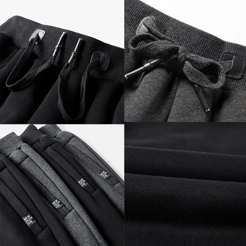 Miniatura 5 de FASKUNOIE Pantalones de forro polar de invierno para hombre, pesados y cálidos, con forro de sherpa, pantalones deportivos para correr con bolsillos