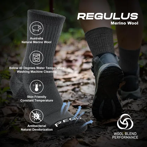 Miniatura 4 de Regulus Calcetines de lana merina, calcetines de senderismo para hombres y mujeres, calcetines atléticos acolchados para correr, calcetines de media