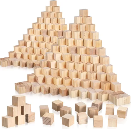 Barydat 300 cubos de madera de 1 pulgada, bloques de madera sin terminar para manualidades, cubo cuadrado de madera natural en blanco para proyectos