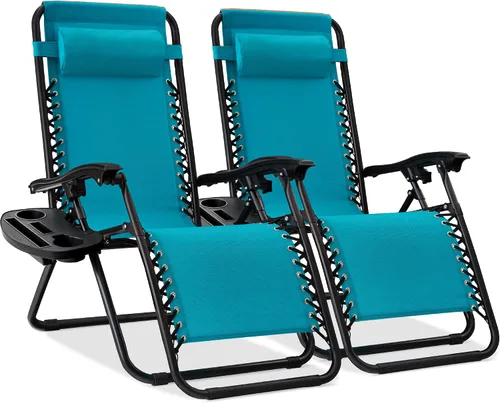 Miniatura 26 de Best Choice Products - Juego de 2 sillas reclinables y ajustables de malla y acero, sillas con sensación gravedad cero con cojines y bandejas