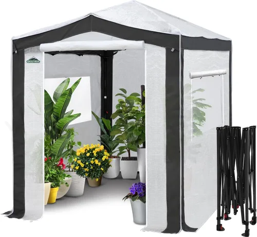 EAGLE PEAK 8x6 Invernadero portátil de entrada con esquinas reforzadas de poliéster, invernadero instantáneo desplegable para interiores y