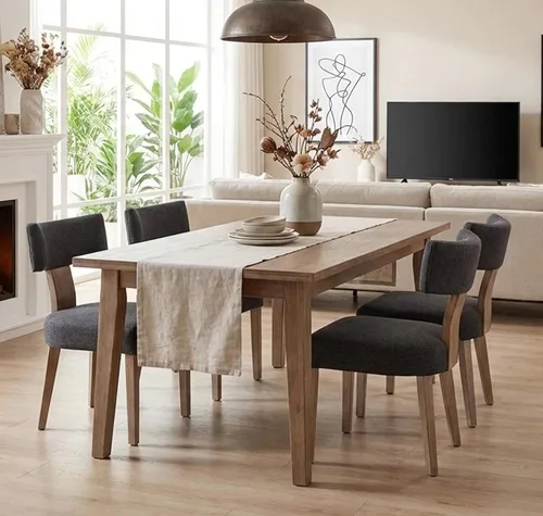 Miniatura 29 de Shunzhi Juego de 2 sillas de comedor modernas de mediados de siglo, sillas tapizadas de madera para comedor, sillas de cocina estilo granja, sillas