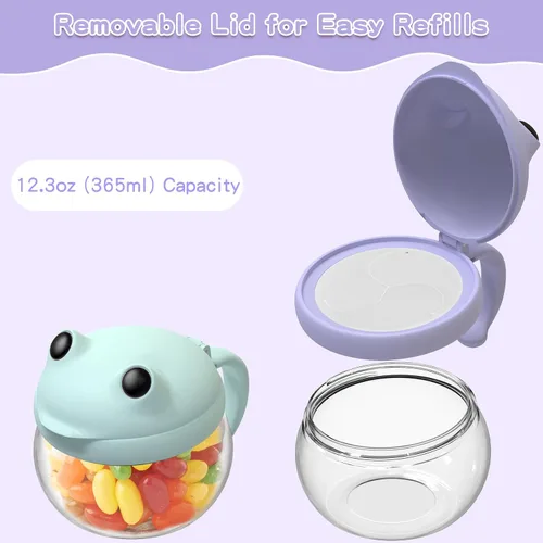 Miniatura 5 de BeneLabel Paquete de 2 tazas de aperitivos de 12.3 onzas para niños pequeños, a prueba de derrames, de grado alimenticio, contenedor de aperitivos