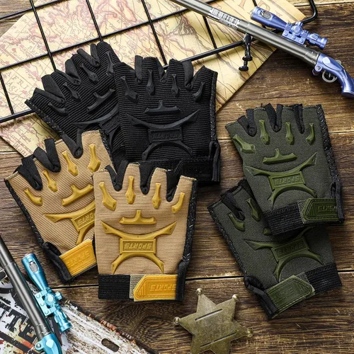 Miniatura 15 de SATINIOR 3 pares de guantes de medio dedo antideslizantes de gel para ciclismo, guantes de gimnasia ajustables para niñas y niños