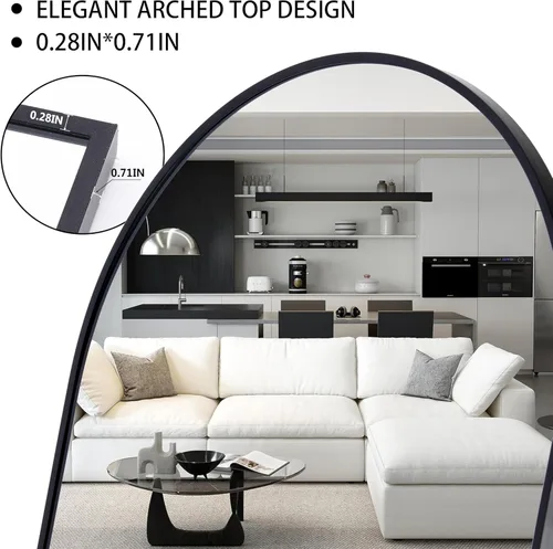 Miniatura 6 de Alpen Espejo arqueado de longitud completa, espejo de suelo con soporte, espejos de 59 x 16 pulgadas para decoración del hogar, espejos de cuerpo
