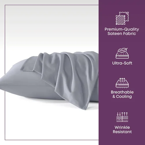Miniatura 2 de CirclesHome Fundas de almohada de tamaño estándar, fundas de almohada de mezcla de algodón satinado, fundas de almohada suaves y cómodas, protegen