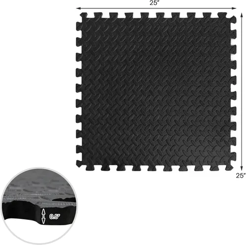 Miniatura 6 de Tangkula Alfombrillas de ejercicio de 12 azulejos con borde, tapetes protectores de espuma EVA antideslizantes, tapetes elásticos de juego