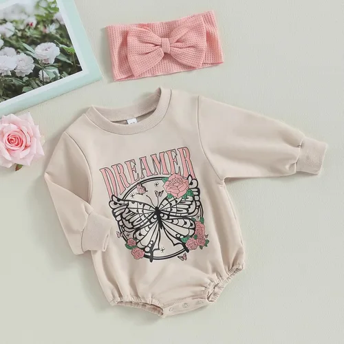 Miniatura 6 de Mameluco de manga larga para bebé, niño, niña, ropa occidental, estampado de letras, mono de vaquera, traje de otoño