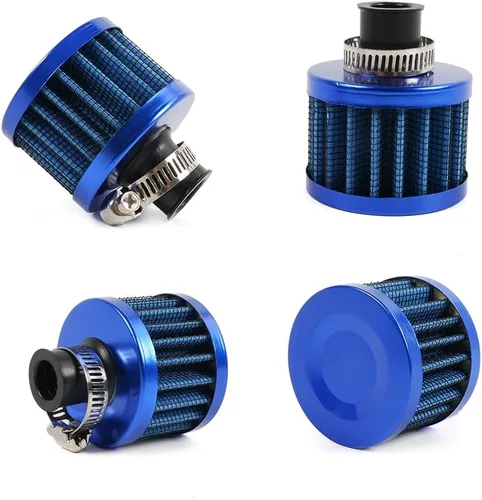 Miniatura 33 de 2 piezas de filtro de aire de entrada de aire frío con respiradero de 12 mm, filtro de respiración para tapa de válvulas para automóvil y Negro