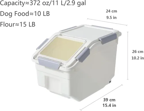 Miniatura 6 de LISM Paquete de 2 recipientes de almacenamiento de alimentos para perros con cuchara, contenedor hermético grande para alimentos para perros