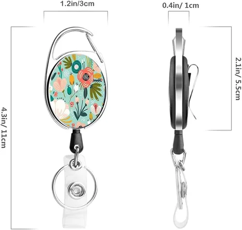 Miniatura 7 de Carrete retráctil resistente con mosquetón para cinturón, llavero, lindo carrete de identificación con nombre para médico, enfermera, paquete de 3