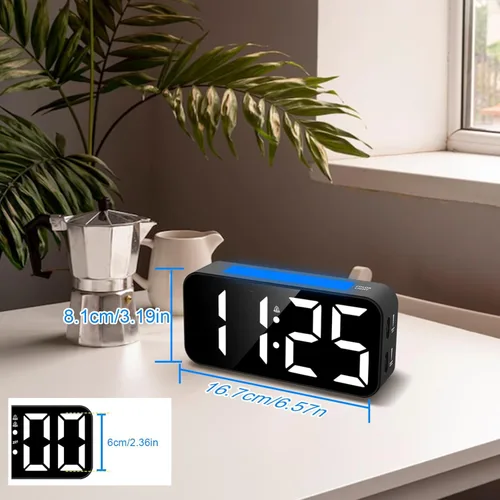 Miniatura 6 de Topski Reloj despertador ruidoso para dormitorios que duermen pesados, reloj digital con luz nocturna, pantalla grande, alarma doble, repetición