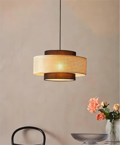 Miniatura 10 de LIGHTLAND Luces colgantes rústicas de bambú, 12 pulgadas, paquete de 3 para comedor, sala de té zen, estilo retro