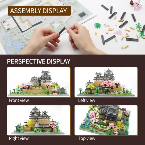 Miniatura 6 de Juego de micro bloques de construcción del castillo Himeji de Japón, colección de monumentos de arquitectura, 10080 piezas, regalo coleccionable