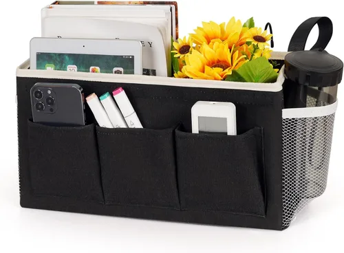 Miniatura 9 de Organizador de almacenamiento para mesita de noche, bolsa de almacenamiento colgante para cabeceros, literas, dormitorios, libros, teléfono, Nuevo