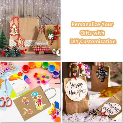 Miniatura 4 de BagDream 25 bolsas de regalo marrones de 8 x 4.25 x 10.5 pulgadas, papel kraft para regalos, compras al por menor de mercancías de comestibles