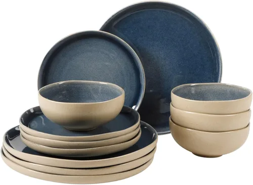 Miniatura 11 de Gibson Elite Peach Orchard 12-Piece New Bone China Dinnerware Set Service for 4, Embossed Fluted Plates and Bowls, Dishwasher and Microwave Safe