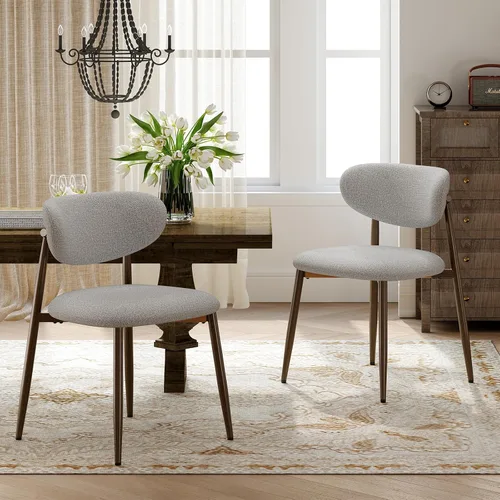 Miniatura 26 de MALOL Juego de 2 sillas de comedor, sillas de cocina con respaldo curvado con patas de metal y almohadillas antideslizantes, silla de comedor
