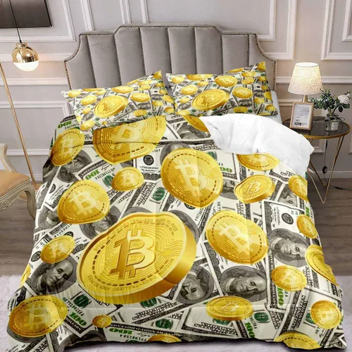 Miniatura 8 de LUVIVIHOME Juego de edredón de lujo de 2 piezas, tamaño individual, juego de ropa de cama de 100 dólares para niños y niños, divertida y fresca