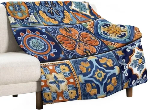 Miniatura 28 de Manta bohemia mexicana retro a rayas multicolor, manta bohemia étnica cálida de 30 x 40 pulgadas, suave manta de felpa mullida y acogedora manta