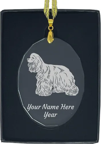 Miniatura 9 de LaserGram Adorno de Navidad de cristal personalizado, perro cocker spaniel, idea de regalo personalizada grabada con láser (forma de diamante)