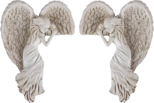 Miniatura 2 de Marco de puerta de ángel, estatua en forma de corazón, escultura de alas en tu esquina, izquierda o derecha, figura de ángel de resina, decoración