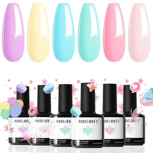 Miniatura 13 de modelones Juego de esmalte de uñas de gel, 0.5 onzas líquidas, base sedosa mejorada y capa superior extra brillante, transparente, no se limpia