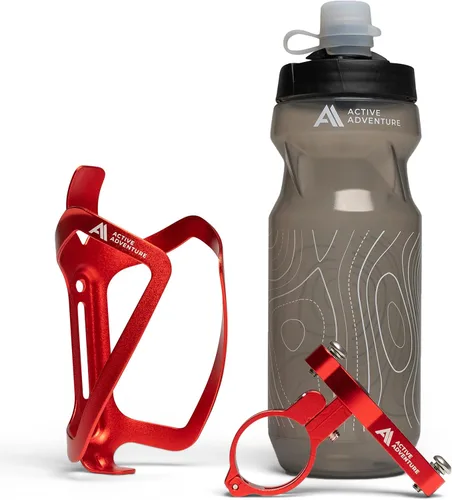 Miniatura 7 de Combo de soporte para botella de agua para bicicleta, 20 onzas, soporte para botella exprimible y jaula de montaje para bicicleta, no necesita