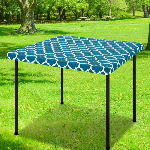 Miniatura 47 de Smiry Mantel cuadrado para mesa de pícnic, manteles de camping impermeables elásticos ajustables, protector de mantel de vinilo con respaldo de Gris