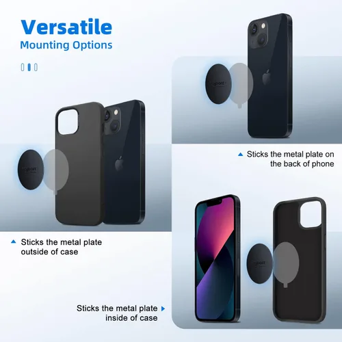 Miniatura 6 de volport Placa de Metal para Imán de Teléfono, Paquete de 10 MagicPlate con Adhesivo 3M de Repuesto para Soporte Magnético de Teléfono para Automóvil