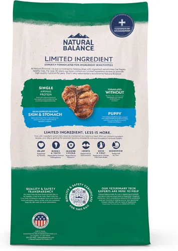 Miniatura 10 de Natural Balance Alimento seco para cachorros de ingredientes limitados con granos saludables, receta de cordero y arroz integral, 24 libras