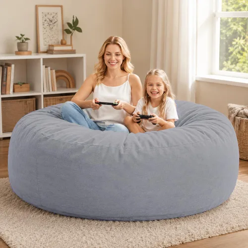 Funda para silla de puf gigante para adultos (sin relleno, solo funda), cómoda funda de terciopelo holandés de 6 pies, funda de sofá mullida, color
