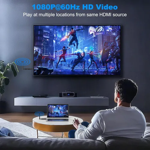 Miniatura 7 de Receptor HDMI inalámbrico, decodificación 4K, salida 1080P, extensor HDMI, Plug and Play, 492.1 ft/500 pies, para transmisión de video a