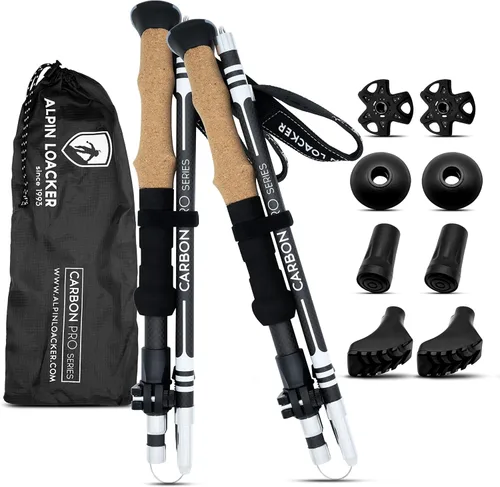 Miniatura 9 de ALPIN LOACKER Bastones de trekking plegables para senderismo I Bastones de senderismo de carbono o aluminio, ultraligeros I Bastones de trekking
